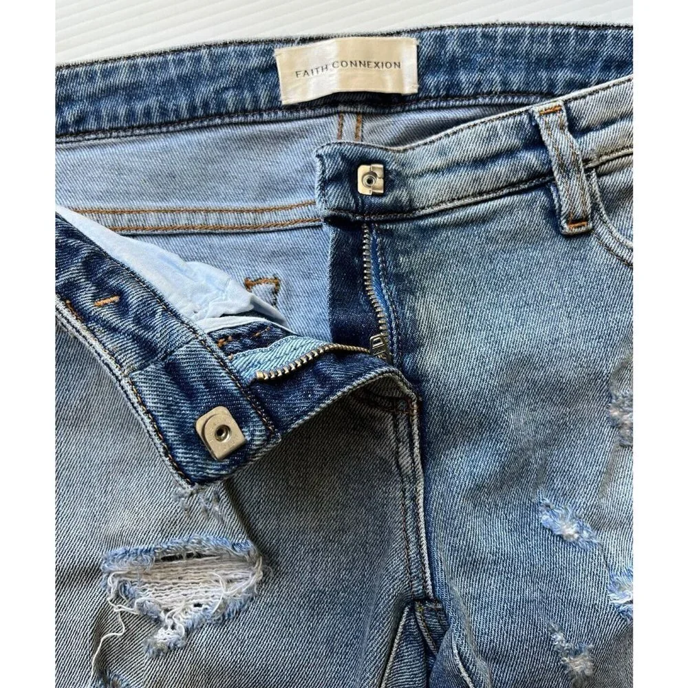 Faith Connexion Women's Denim Destroyed Ankle Jeans Bleach Size 26 - Picture 8 of 11